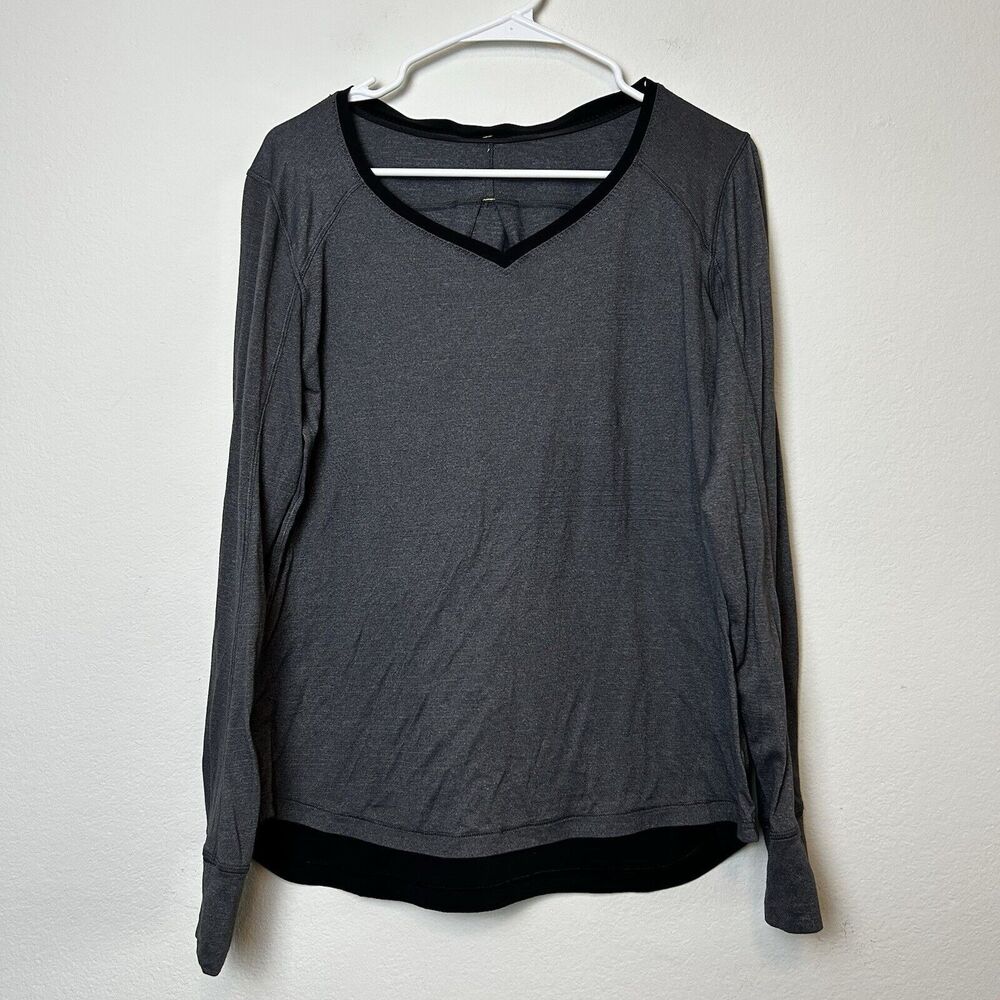 Lululemon Shirt Women’s Race Me Long Sleeve Heathered Gray Athleisure Activewear